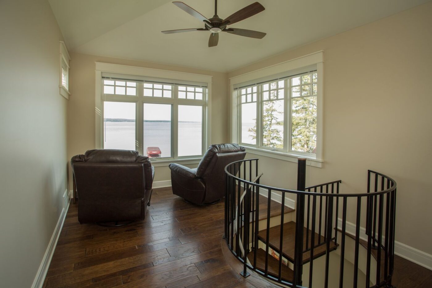 unique look out room with spiral staircase