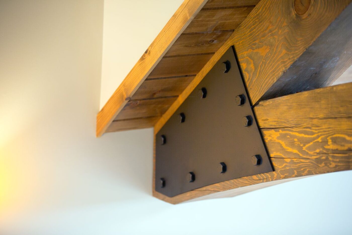 Beautiful hardware on natural beams